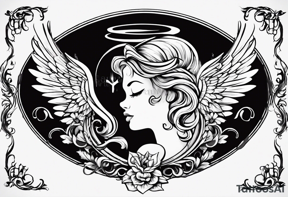 a clipart angel with "my sweet angel" written underneath it tattoo idea