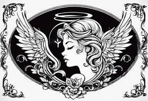 a clipart angel with "my sweet angel" written underneath it tattoo idea