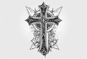I want a cross with a pearcing sword through a broken heatt tattoo idea