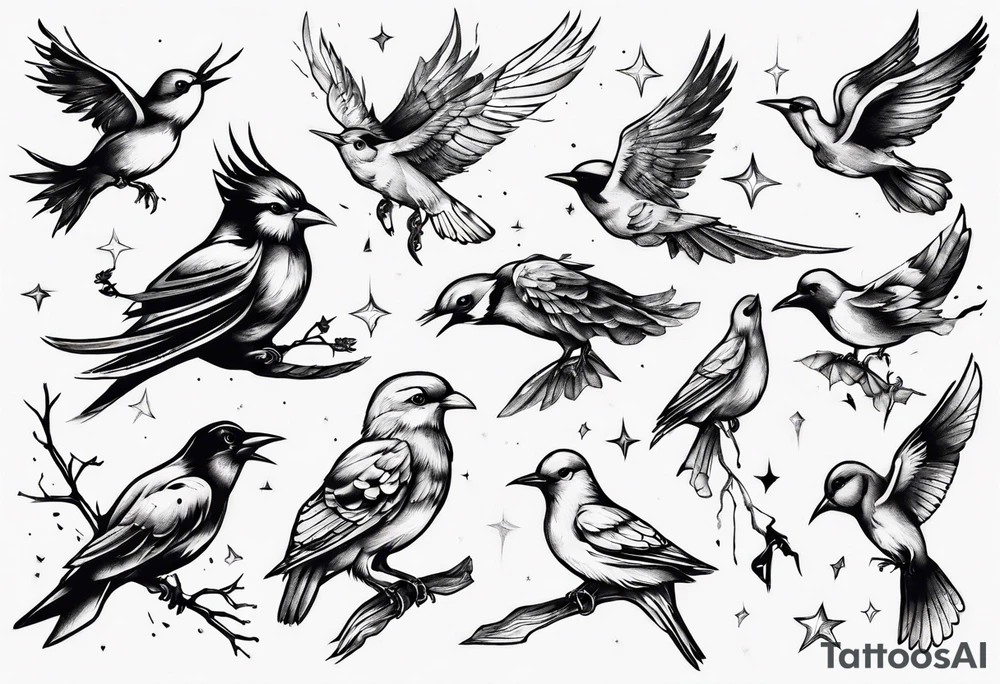 birds in the sky tattoo idea