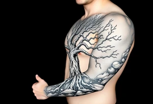 Whole Arm sleeve, tree with limbs wrapping around, tattoo idea