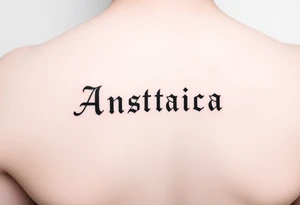 Anastacia in old English on forearm tattoo idea