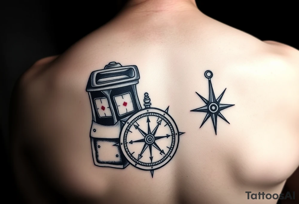 Slot machine and compass tattoo idea
