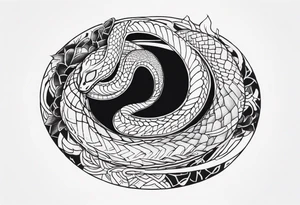 a snake cut i half coming out from black hole tattoo idea