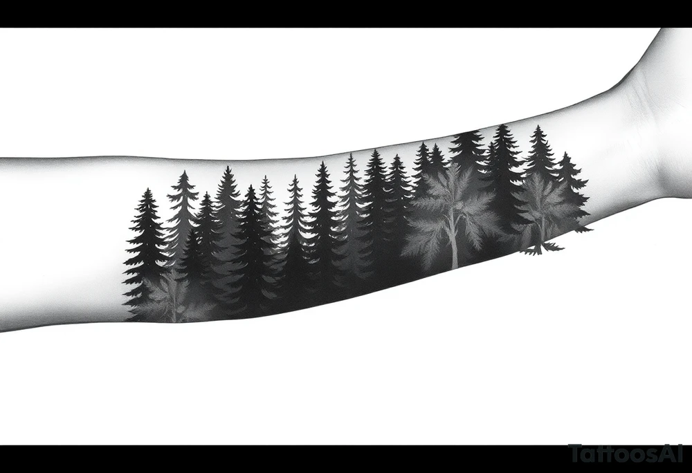 Coniferous forest silhouette around the forearm a tattoo tattoo idea
