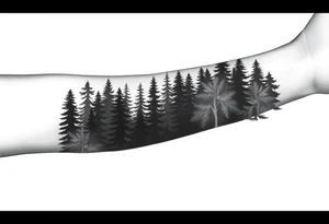 Coniferous forest silhouette around the forearm a tattoo tattoo idea