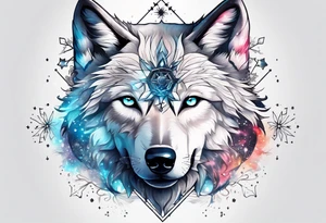 Constellation, two animal wolf, snowflake tattoo idea
