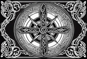 Celtic styling, anchor, compass, bass clef note, treble clef note, dog paw print, half sleeve, forearm tattoo idea