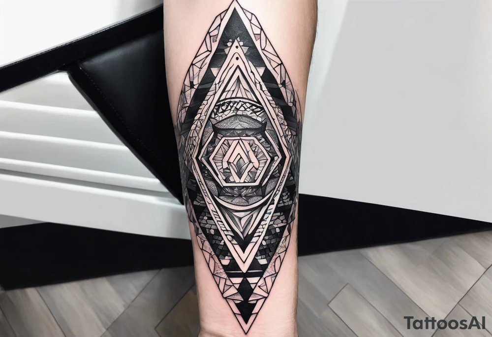 psychedelic, forearm tattoo, geometric, subtle, men, tattoo idea