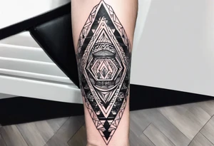 psychedelic, forearm tattoo, geometric, subtle, men, tattoo idea