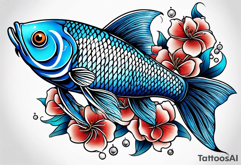 Blue Koi fish tattoo idea