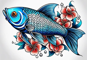 Blue Koi fish tattoo idea