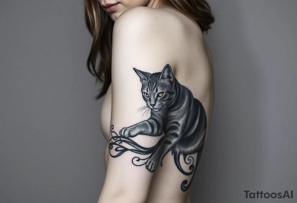 women with cat tattoo idea