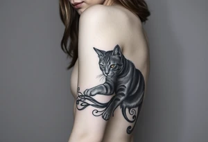 women with cat tattoo idea