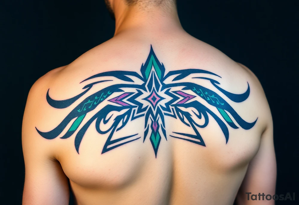 Side of arm Dark Purple with green pink blue and white highlights tartan fabric with skin peeling away at edges tattoo idea