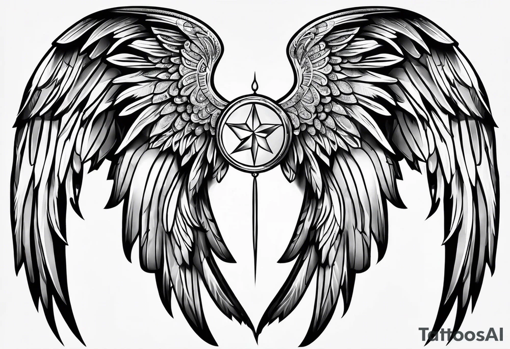 Diamond angel wings tattoo idea