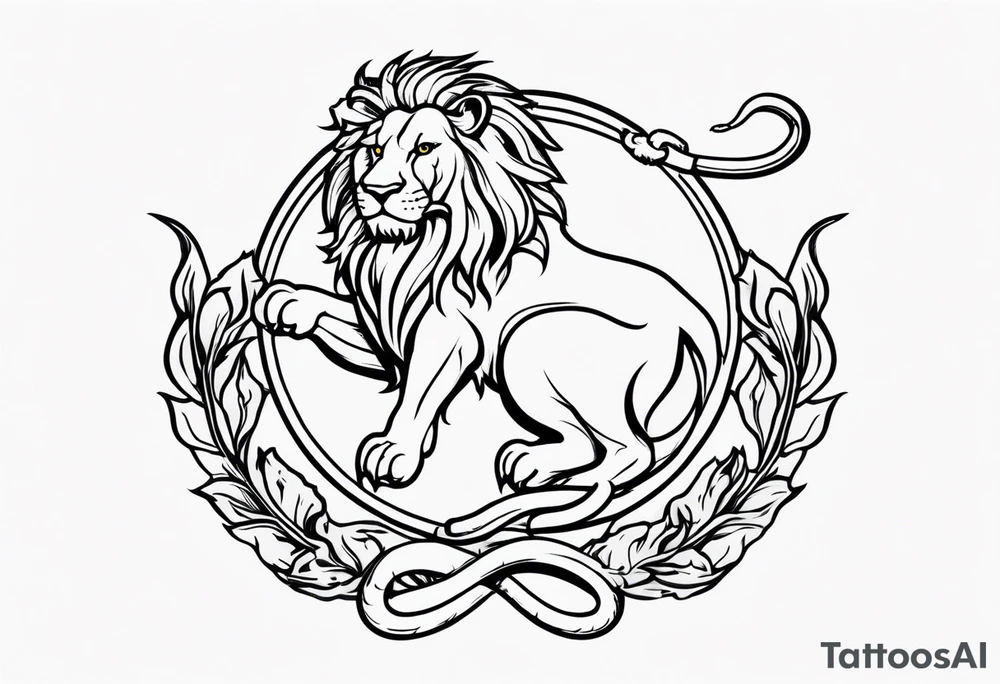 New school Scottish lion rampant with gadsden snake tattoo idea