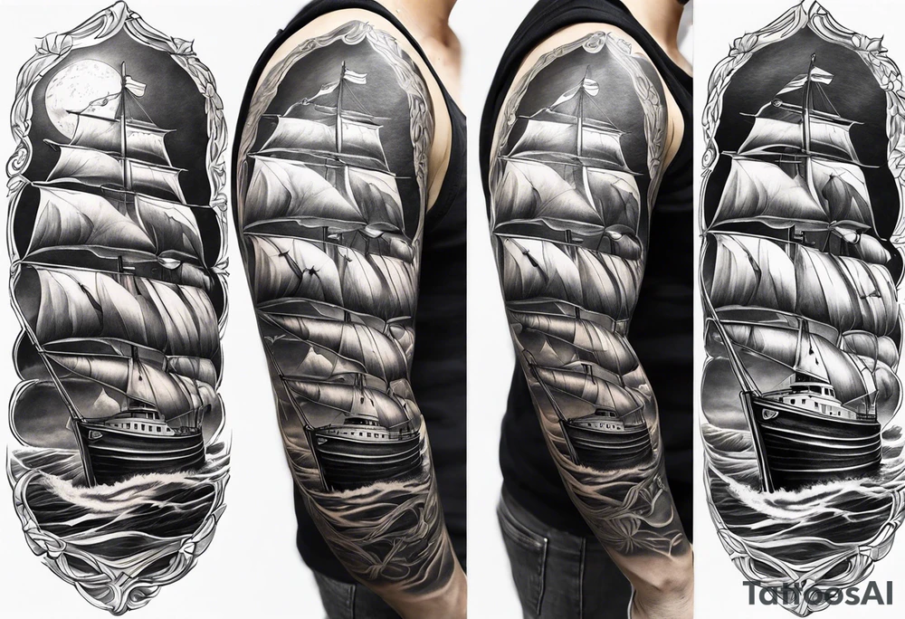 make a full sleeve nautical tattoo design tattoo idea