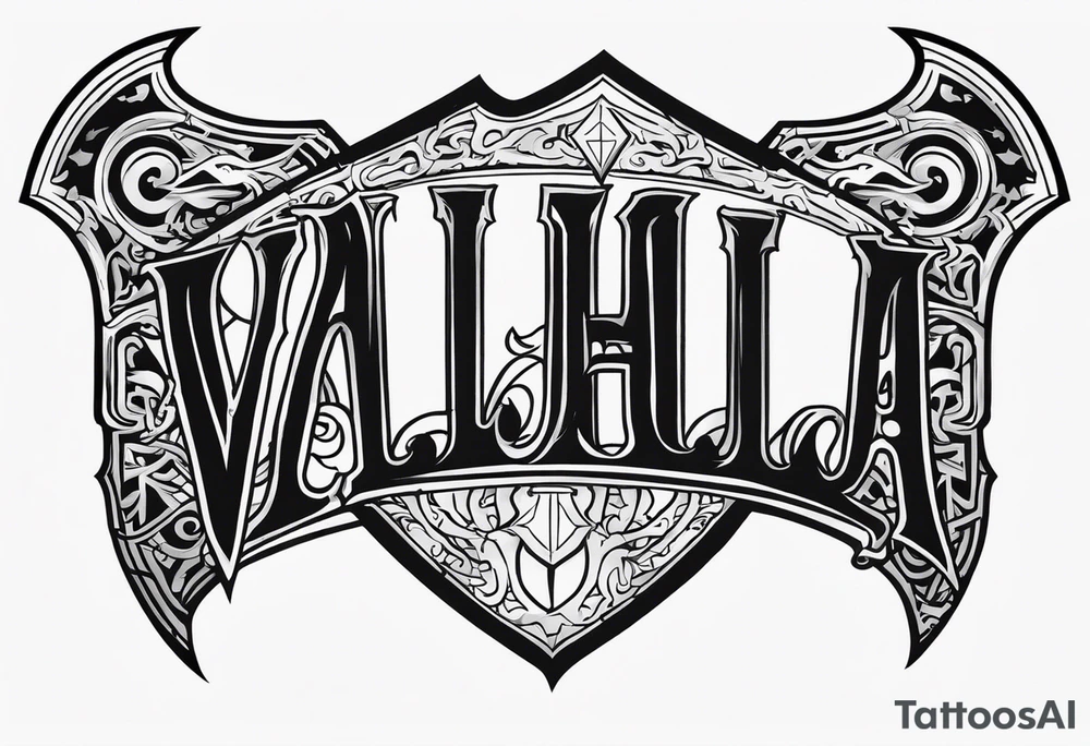 Valhalla stairs sword shield tattoo idea