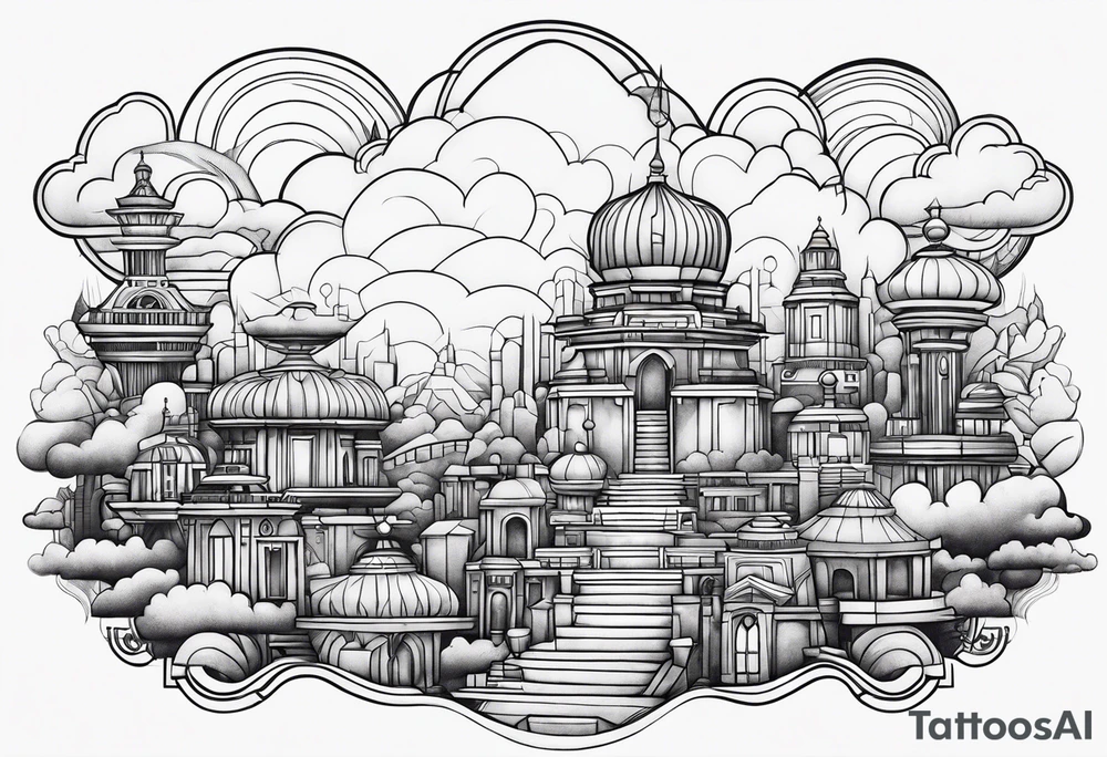 cloud town tattoo idea