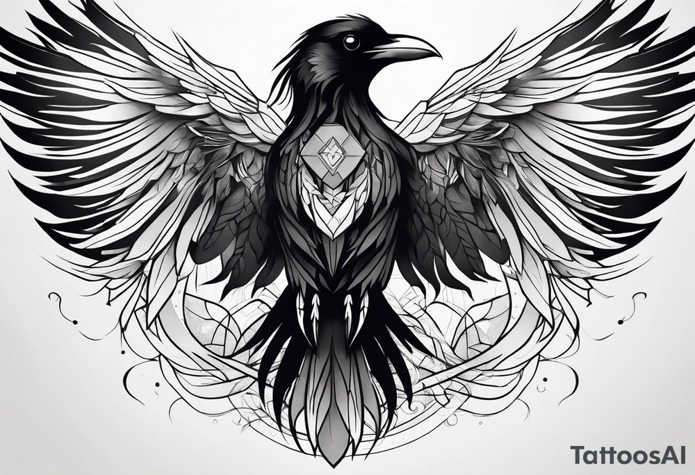 Raven mid transformation into a phoenix tattoo idea