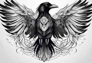 Raven mid transformation into a phoenix tattoo idea