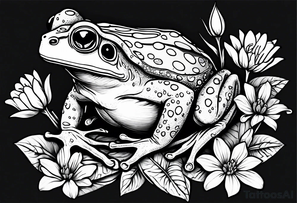 Toad holding flowers to go on a date tattoo idea