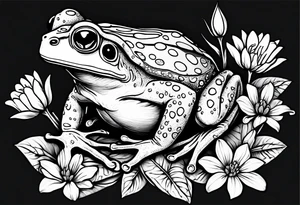 Toad holding flowers to go on a date tattoo idea