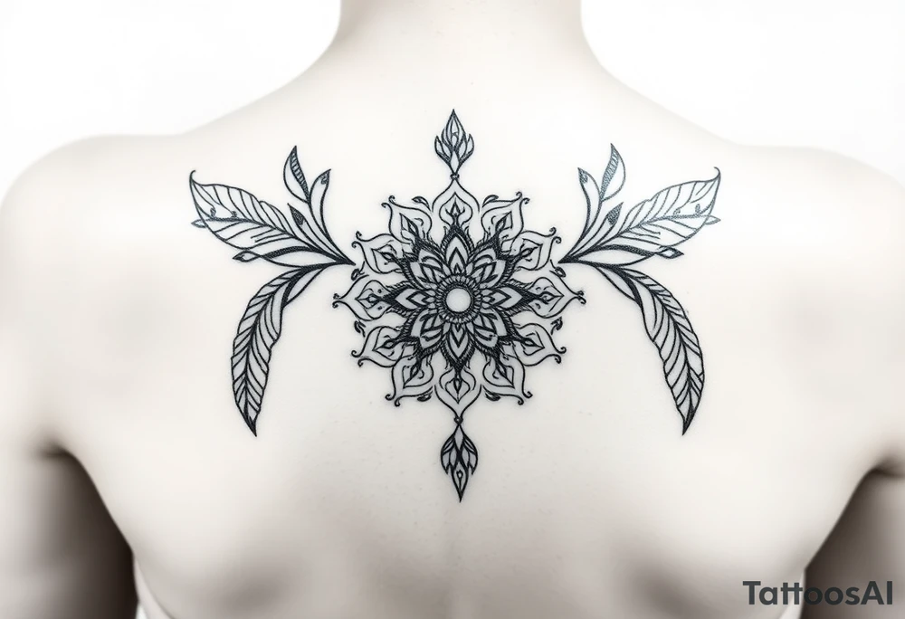 spiritual feathers ornamental mandala shaman tattoo idea