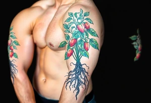 Pepper plant with roots tattoo idea