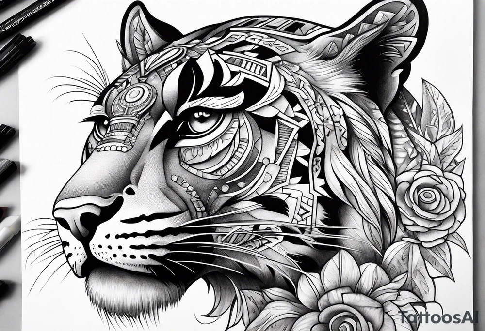 aztec jaguar chicano homage tattoo idea