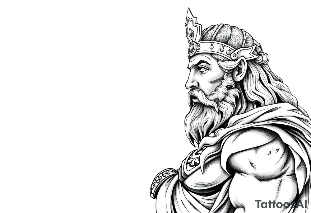 GREEK GOD LOOKING OVER HIS EMPIRE tattoo idea