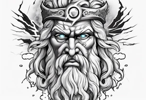 zeus with lightnings coming out of the eyes tattoo idea