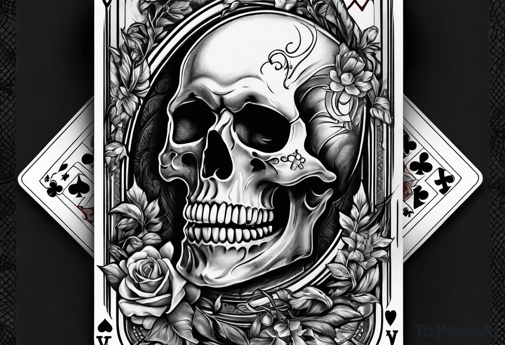 Skeleton holding 2 playing cards tattoo idea