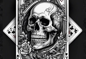 Skeleton holding 2 playing cards tattoo idea