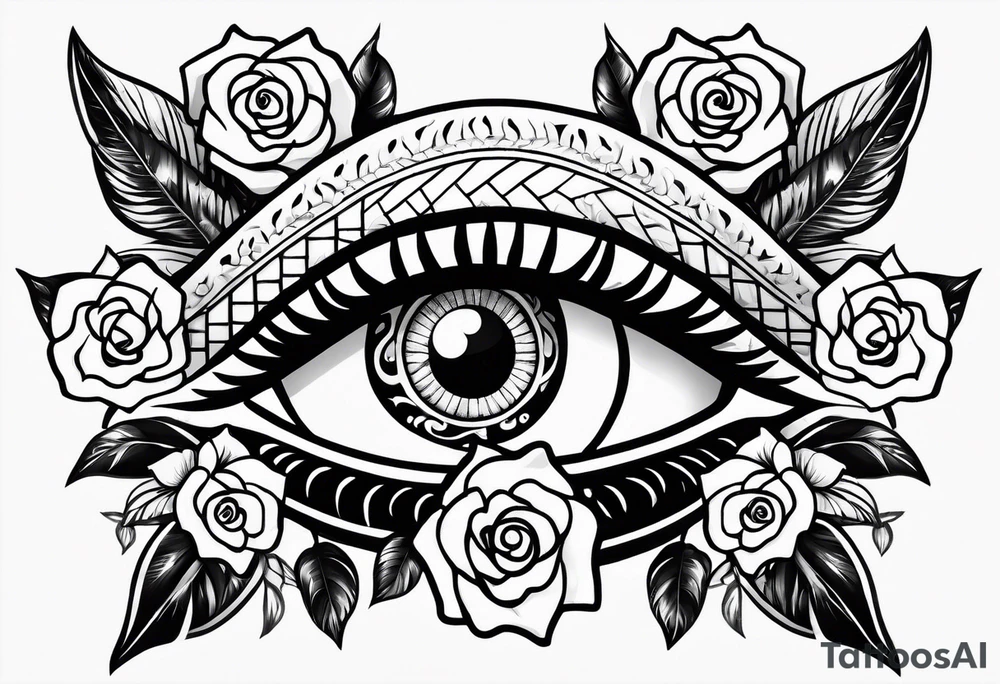Eye of Ra with roses tattoo idea