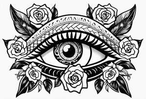 Eye of Ra with roses tattoo idea