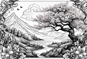 flowers tree tattoo idea