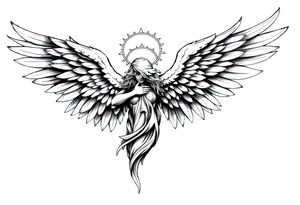 Powerful Biblical angel with six wings tattoo idea