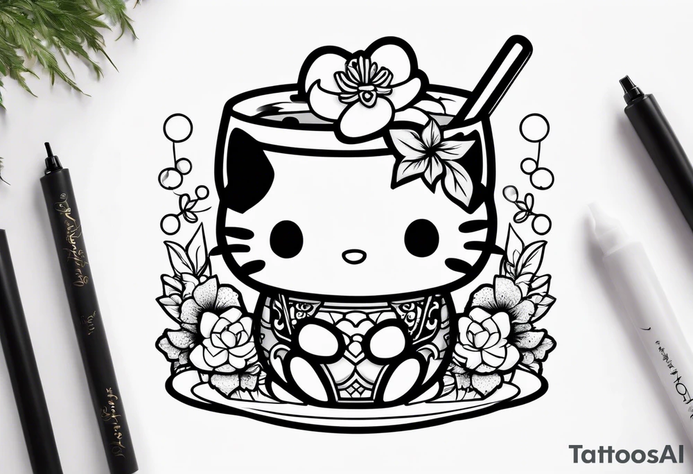 super cute anime boba tea sanrio tattoo idea