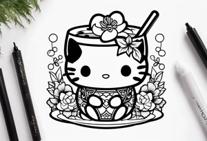 super cute anime boba tea sanrio tattoo idea
