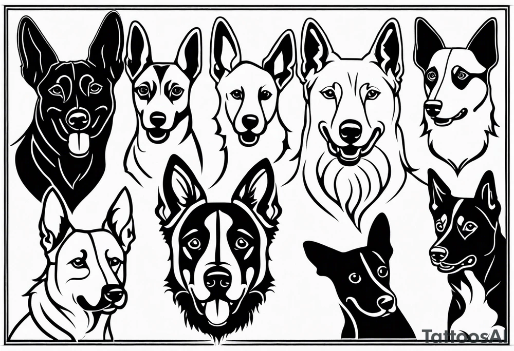Belgian malinois, Scottish terrier, border collie, papillon tattoo idea