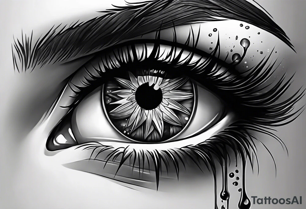 Bleeding eye rolling into head tattoo idea