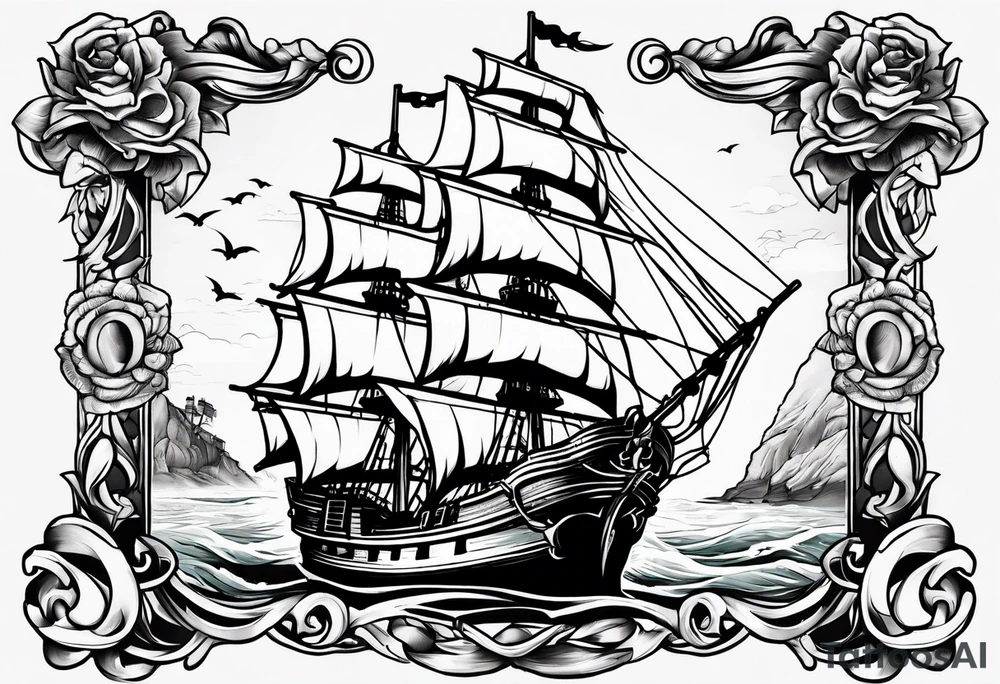 Ship pirate tattoo idea