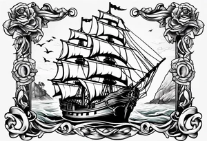 Ship pirate tattoo idea