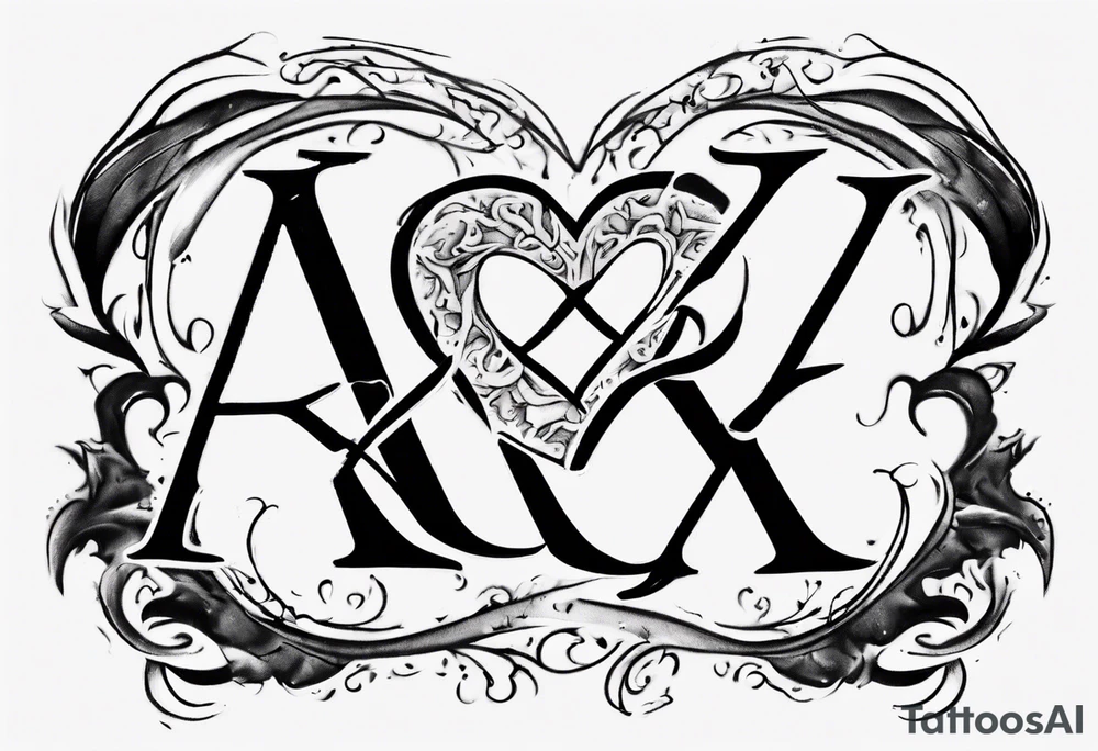through thick and thin with a heart and the letters A and K tattoo idea