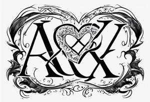 through thick and thin with a heart and the letters A and K tattoo idea