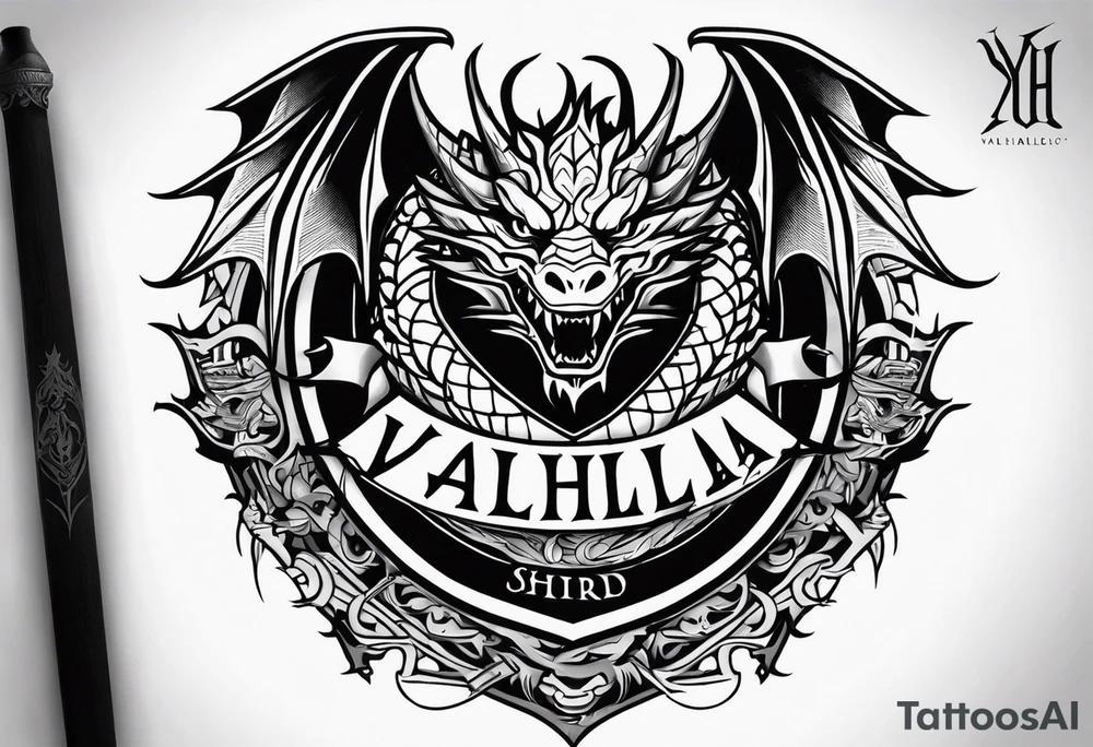 Valhalla sword shield dragon
stairs tattoo idea