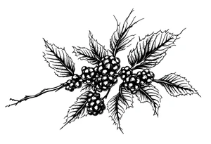American traditional style Blackberry branch tattoo idea