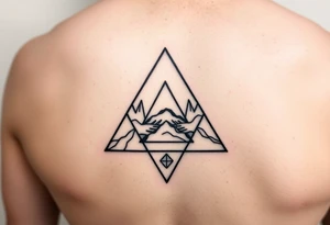 Geometric small triangle about different paths in life merge together and become stronger while being psychedelic and trippy make it fine line tattoo idea